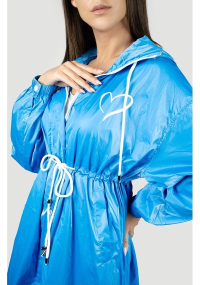 Pua Fashion Mavi Kalpli Kapşonlu Trench 001