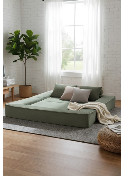 Reflekta Havuzlu Sünger Koltuk Yataklı Açılır 150x180 Rollpack Sünger Koltuk Yeşil