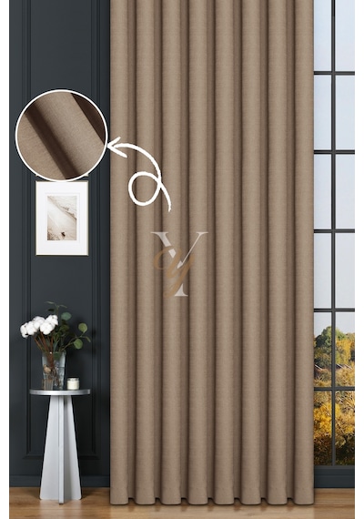 Keten Fon Perde V-4010 Latte Latte