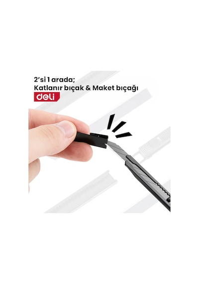 Delı Profesyonel Metal Gövdeli Kırılabilir Maket Bıçağı 9mm Sk5 Sarı Kendinden Kilitli