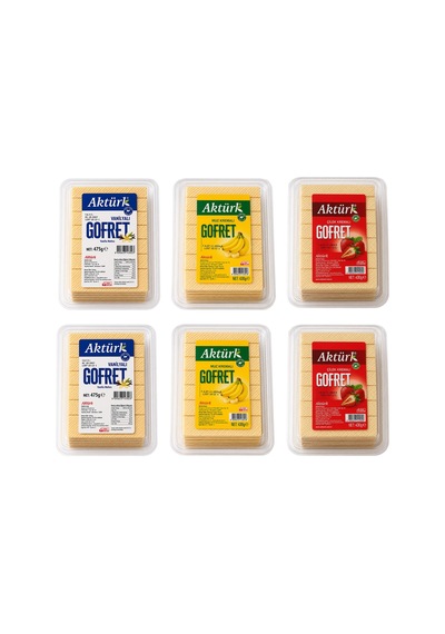 Aktürk Gofret Vanilyalı 475 Gr Ve Çilek Ve Muz Kremalı 430 Gr 6 Lı Karma Paket