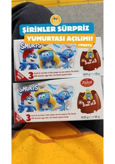 Zaini Şirinler Smurfs Sürpriz Çikolatalı Yumurta 3'lü 1 Paket