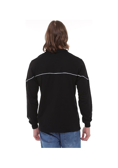 Uniprom Uzun Kollu T- Shirt Penye Polo Yaka %100 Pamuk Siyah Erkek Siyah