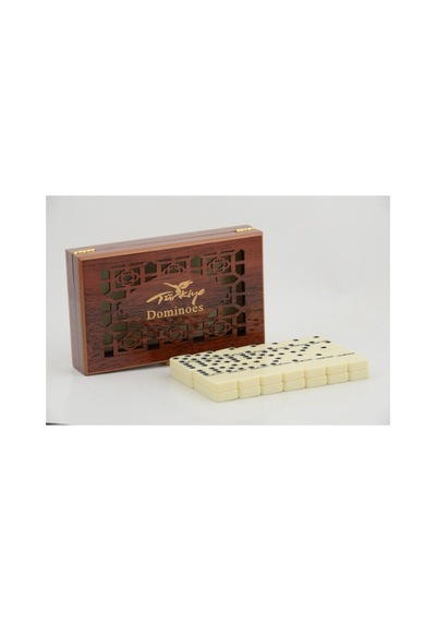 5 Adet Ahşap Kutulu Melamin Domino 20 Cm Boy Oyun Seti, Masa Oyunu, Domino Game Alk2268