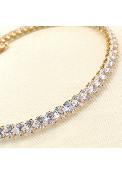 Choker Kolye Kalp Su Yolu Esnek Kelepçe Model Yüksek Kalite 316 L Çelik Gold 39 Cm Gold