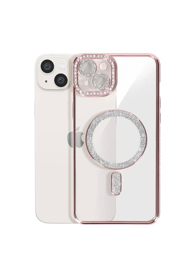 Apple İphone 15 Kılıf Joke Simli Magneticsafe Kılıf - Pembe Evimdeyokyok