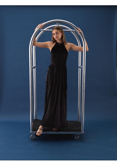Xint Siyah Oversize Kadife Elbise 286223