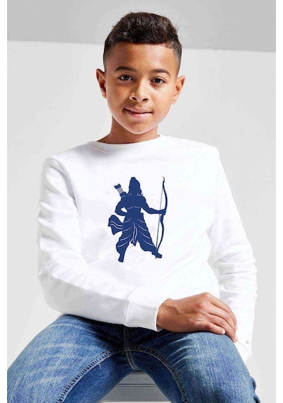 Tshirthane Silhouette Archery Baskılı Unisex Çocuk Beyaz Sweatshirt Beyaz