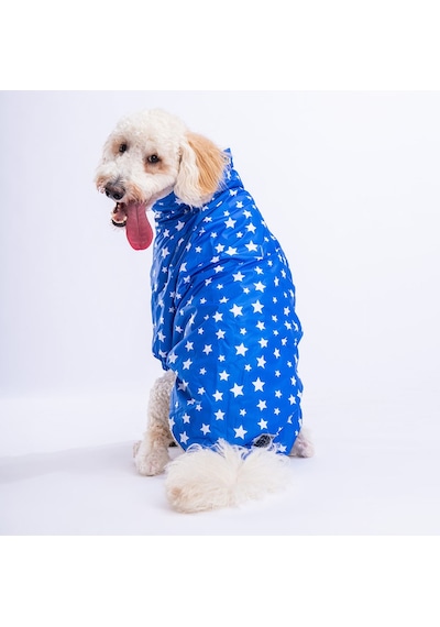 Pawstar Mavi Stars Orta ve Büyük Irk Köpek Montu Yağmurluğu
