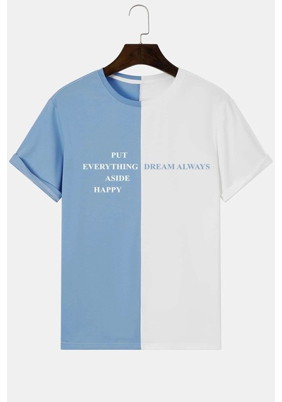 Uyguntarz Unisex Everything Baskılı Oversize Tshirt Bebe Mavisi