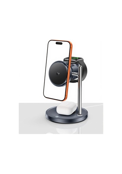 3'ü 1 Arada Qi2 25w Kablosuz Hızlı Şarj Standı Soğutucu Fanlı Apple iPhone İle Uyumlu-watch İle Uyumlu-Apple AirPods İle Uyumlu- Adaptör Siyah Hızlı Şarj Çok Renkli