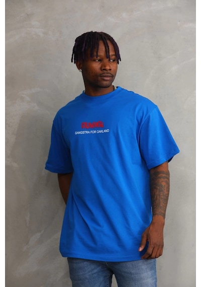 Wear Vexel Erkek Baskılı T-shirt Kısa Kol Bisiklet Yaka Rahat Kalıp Tişört - Mavi Çok Renkli