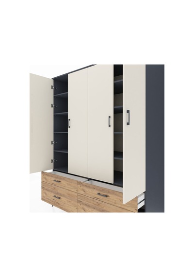 Kronos Gardrop 10 Raflı 4 Çekmeceli 4 Kapaklı 176x59x221 Antrasit-aytaşı/çam Aytaşı/çam Kronos Gardrop 10 Raflı 4 Çekmeceli 4 Kapaklı 176x59x221 Antrasit-aytaşı/çam Aytaşı/çam