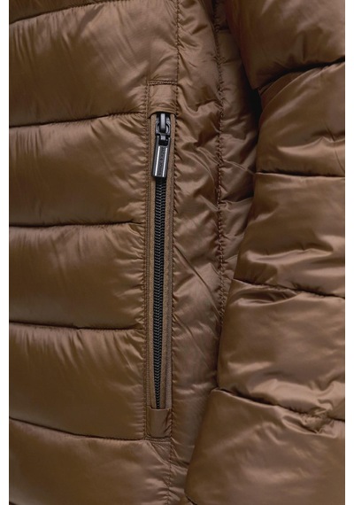 Jack & Jones Jjekıngsley Erkek Kapüşonlu Hafif Şişme Mont Puffer Günlük Rahat Kahve
