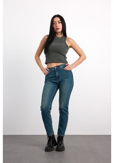 23030-73603 Kadın Mom Fit Hıgh Rıse Tapered Leg Denim Pantolon 23030-73603 Brown