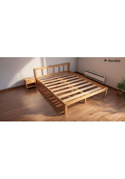 100cm X 190cm Doğal Masif Ahşap Yuvarlak Çıtalı Başlıklı Karyola Doğal Ahşap Natural Renk 100cm X 190cm Doğal Masif Ahşap Yuvarlak Çıtalı Başlıklı Karyola Doğal Ahşap Natural Renk