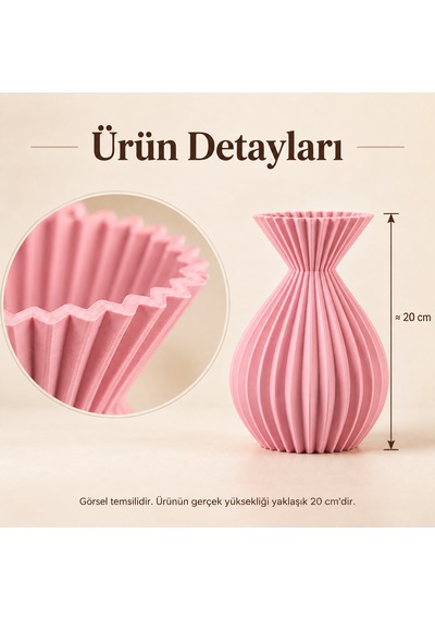 Ahenk Serisi Dekoratif Vazo 20 Cm Kuru Çiçek Ve Pampas Vazosu Pembe