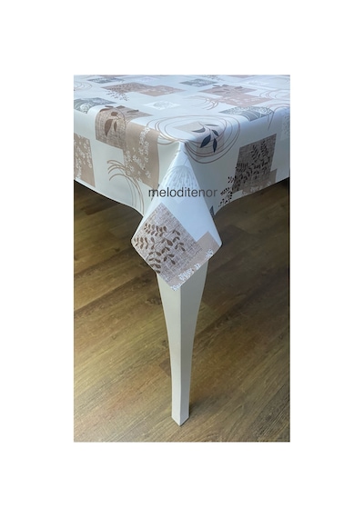 Kalın Elyaf Astarlı Kaymaz Modern Cipso Çiçekli Kare Desen Pvc Muşamba Masa Örtüdü Silinebilir Kahverengi Kalın Elyaf Astarlı Kaymaz Modern Cipso Çiçekli Kare Desen Pvc Muşamba Masa Örtüdü Silinebilir Kahverengi
