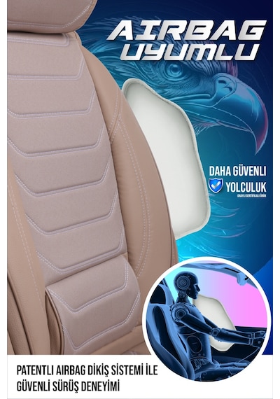 Dodge Caliber Uyumlu Lüx Deri Oto Koltuk Kılıfı Ön Arka Set Bej Sport Serisi Fs
