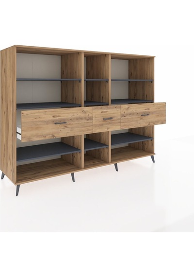 Kronos Dolap 9 Raflı 3 Çekmeceli 220x59x163 Çam-antrasit/çam Çam-antrasit/çam Kronos Dolap 9 Raflı 3 Çekmeceli 220x59x163 Çam-antrasit/çam Çam-antrasit/çam