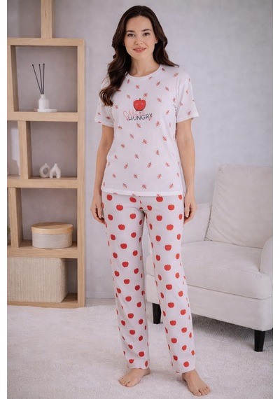 Pemilo Kadın 1905-7 Kısa Kol Oslo Pijama Takımı Ekru