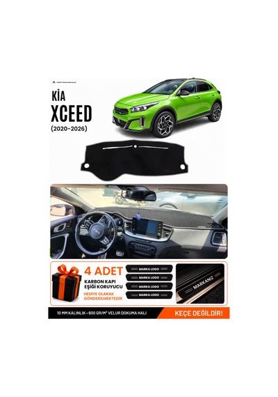 Kia X-ceed 2020-2025 Uyumlu Torpido Koruma, Torpido Örtüsü, Torpido Kılıfı - Siyah Gri