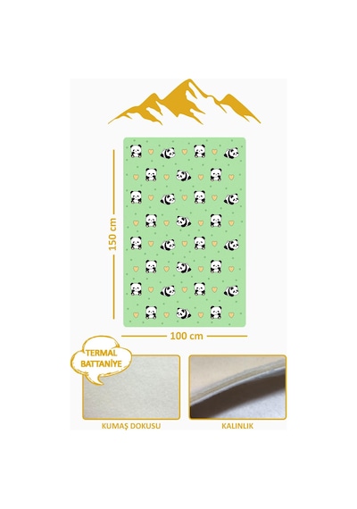 Panda Desenli Soft Touch Termal Bebek Battaniyesi Cbt0011 Renkli