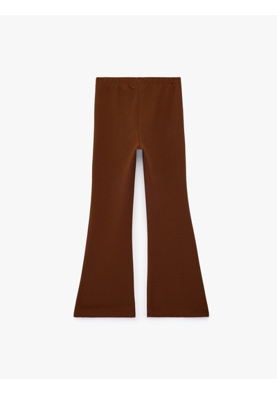Koton Yırtmaç Detaylı Slim Fit İspanyol Paça Tayt Kahverengi 7wkg40173ak Kahve