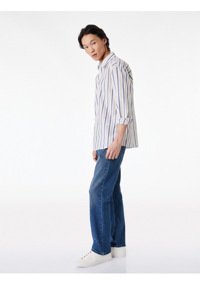 Koton Pamuklu Normal Bel Straight Fit Jean Pantolon - Mark Jean Orta İndigo 6sam40299nd