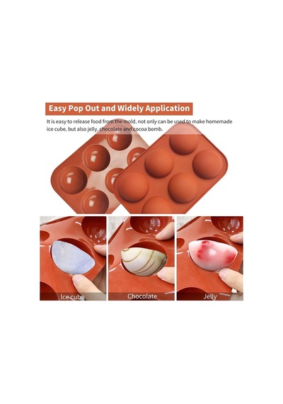 Silikon 6 Lı Yarım Küre 8cm Kahverengi
