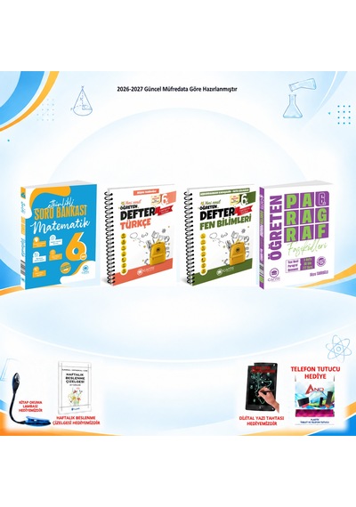 Çanta Yayınları 2026-2027 6. Sınıf Tüm Dersler 4 Kitap Mat Soru/türkçe-fen Defter/paragraf Set