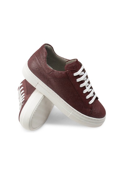 Deery Hakiki Nubuk Bordo Sneaker Kadın Ayakkabı - Z1681Zbrdc01 Bordo
