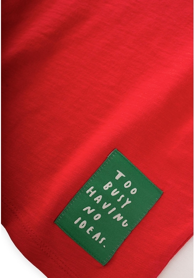 Cigit Yırtmaç Detaylı Etiketli T-shirt 2-10 Yaş Kırmızı Kırmızı