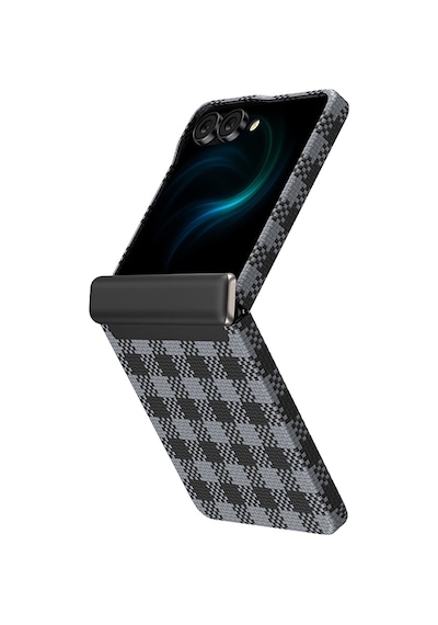Galaxy Z Flip 7 Uyumlu Kılıf M-safe Özellikli Ekose Benks Armorair Armorvichy Kevlar Kapak Siyah