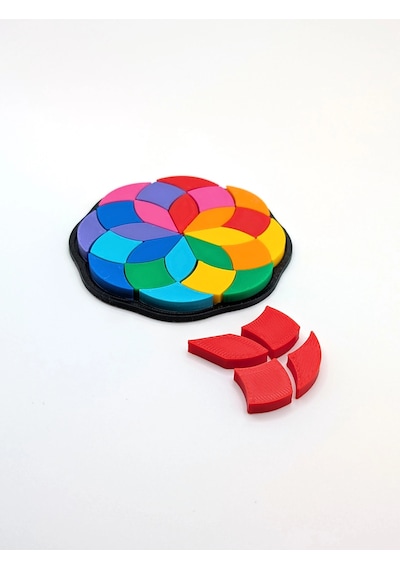 3d Baskı Gökkuşağı Mandala Rozet Puzzle Mini 7 Cm - Renkli Çiçek Deseni Yapboz, Cepte Taşınabilir Zeka Oyunu