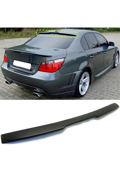 E60 Cam Üstü Spoyler Piano Black Fiberglass Parlak Siyah Boyalı