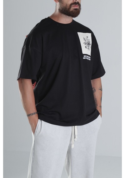 Cocopelli Halı Desenli Siyah Tasarım T-shirt Coc1493 Siyah
