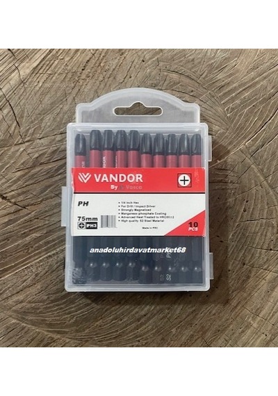 Vandor Ph3 Sac Vida Sıkma Ucu Yıldız Bits Uç Cobalt Kalın Vida Ucu 75mm 10pcs