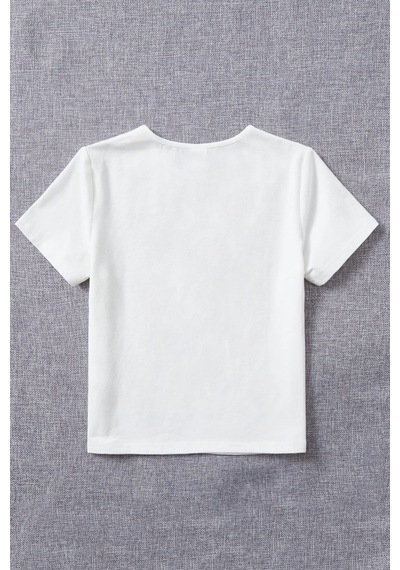 Uyguntarz Çocuk Kalp Baskılı Pamuklu Tshirt Beyaz