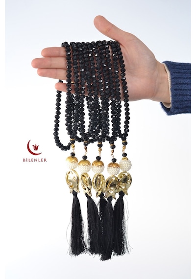 Hediyelik Mevlitlik Kristal Tesbih 99'lu Lale Imameli 1 Adet - Siyah