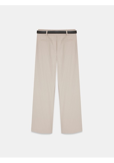 Dilvin 72682 Kemerli Pileli Pantolon-bej
