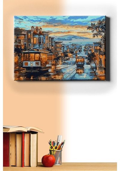 Webstyle Sayılarla Boyama Seti Kasnaklı Nostalji Tramvay 60 X 75 Cm