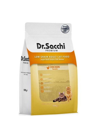 Dr. Sacchi Premium Düşük Tahıllı Tavuklu Yetişkin Kedi Maması 1 KG