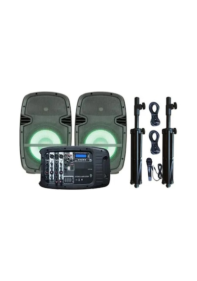 Bofmann Bf-410st Taşınabilir Ses Sistemi Seti - 2 X 10" Hoparlör, Mikser Anfi, Ayak Ve Mikrofon