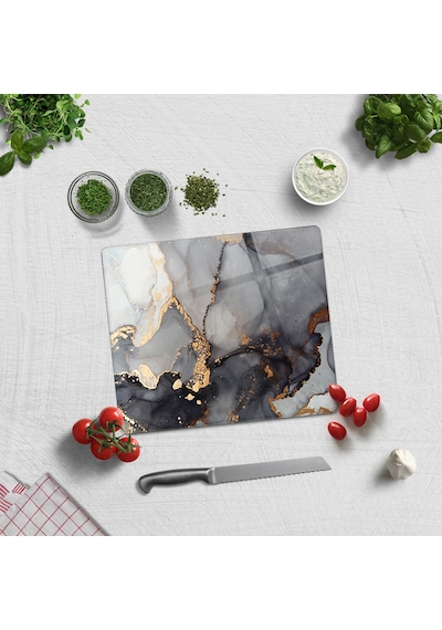 Decorita Cam Kesme Tahtası | Stark Mermer Görünümlü | 29cm x 34cm