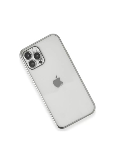 Apple iPhone Uyumlu 12 Pro Kılıf Lensli Silikon - Gümüş Çok Renkli