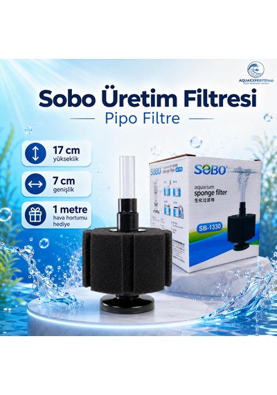Sobo Üretim Filtresi - Pipo Filtre - - 17x7cm - Aktif Temizlik - 1 Metre Hava Hortumu Hediye
