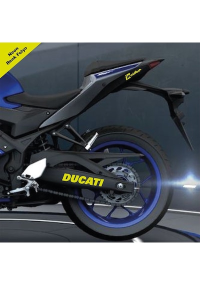 Ducatı Yazılı Neon Sarı Arka Maşa Sticker Etiket Modeli