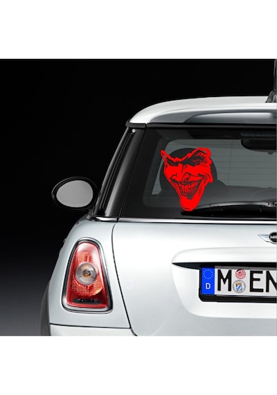 Joker Maske Oto Cam Sticker Kırmızı 30 20 Cm