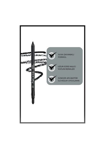 Note Cosmetique Smokey Eye Pencil Waterproof Aplikatörlü Suya Dayanıklı Göz Kalemi - 01 Black - Siyah